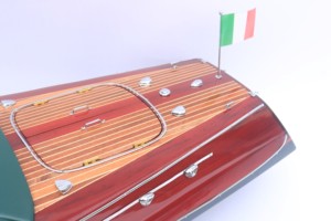 Modèle de bateau rapide italien en bois peint à la main RIVA ARISTON DARK BLUE HULL, sur pied, personnalisé, cadeau d'affaires, collection - Product Image 5
