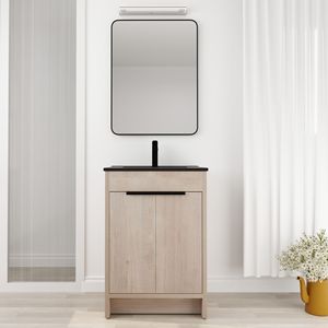 Mobile Bagno Freestanding da 24 Pollici con Lavabo in Ceramica Nera e 2 Ante con Chiusura Ammortizzata W1286S00016 (BVB02424PLO G BL9060BK) - Product Image 5