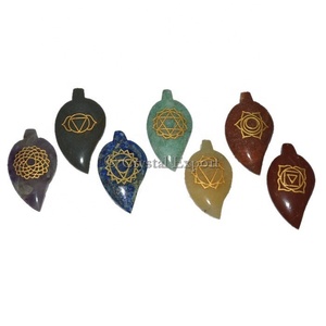 Hot Selling Natural Seven <b>Chakra</b> Stone <b>Set</b> Seven <b>Chakra</b> Leaf Engraved <b>Set</b> Natural Healing Mascot Style - Product Image 1