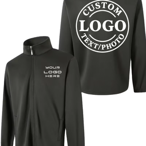 Custom Item Men's Children Plus Size Quarter-Zip Collar Zip-Up Sweatshirt 100% Cotton Winter Thin Style Customizable Front Back - Product Image 1