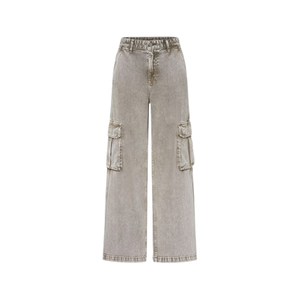 Jeans de Mezclilla Cargo de Cintura Alta para Mujer, Pantalones Casuales de Algodón Lavado a la Piedra, Corte Holgado, Estilo Otoñal - Product Image 2