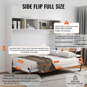 Kit de Cama Plegable Tipo Murphy Tamaño Queen de Lujo con Herrajes Resistentes, Mecanismo de Soporte Neumático para Cama de Pared - Product Image 3