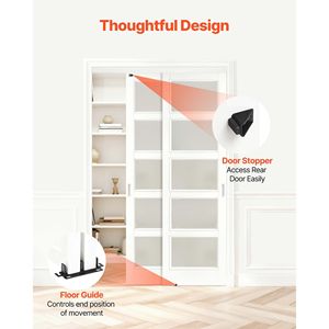 Kit de Herrajes para Puerta Corredera de Doble Riel de Aleación de Aluminio de 4 Pies, Fácil Instalación, Funcionamiento Suave y Silencioso - Product Image 5