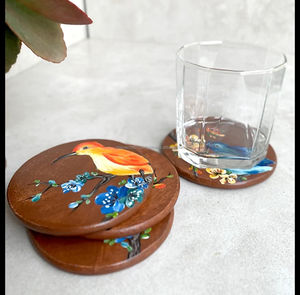 Sous-verres en bois faits à la main en gros, sous-verres ronds en bois utilisés pour servir le thé - Product Image 3