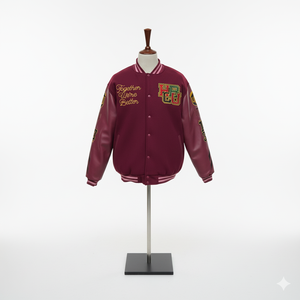 Chaqueta Varsity Personalizada para Hombre, Nueva, de Lana, con Mangas de Cuero, Logotipo Bordado en Chenille y Parches, en Varios Colores - Product Image 3