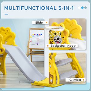 Scivolo per Bambini 2-in-1 con Design Leone Giallo e Canestro da Basket per Interni, Struttura da Gioco per Arrampicata per Bambini da 18-36 Mesi - Product Image 4