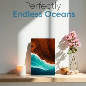 Urne funéraire en résine motif vague océanique en bois de rose – Souvenir commémoratif de crémation - Product Image 1