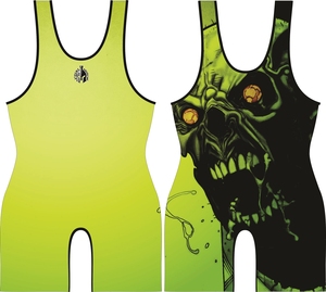 Maillot de lutte sans manches unisexe en polyester sublimé à compression, imprimé lettres, à enfiler - Product Image 4