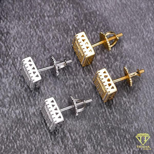 Boucles d'oreilles carrées modernes en moissanite, en argent sterling 925, bijoux étincelants et brillants, cadeau pour femmes - Product Image 5