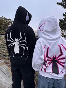 Sudadera con capucha extragrande Y2K con cremallera completa y estampado de araña para mujer y hombre, chaqueta estilo grunge streetwear para adolescentes. - Product Image 4