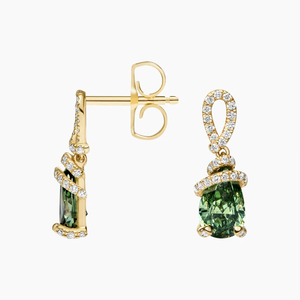 Boucles d'oreilles pendantes en or massif 18 carats pour femmes, avec diamants en forme de poire, bijoux de mariage de luxe certifiés IGI - Product Image 5