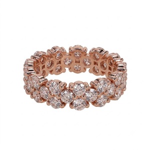 Bague de fiançailles et de mariage épaisse en or rose 14 carats avec diamant de laboratoire rond de 3,27 carats couleur E VS1, modèle VB-188SR, entièrement sertie de diamants - Product Image 1