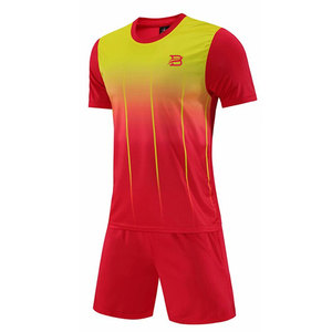 ชุดฟุตบอลไล่เฉดสีแดงเหลืองสำหรับผู้ชาย ชุดเสื้อและกางเกงกีฬาโพลีเอสเตอร์ระบายอากาศได้ดี สำหรับผู้ใหญ่ ชุดทีม - Product Image 1