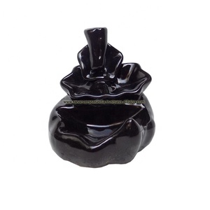 Cono de incienso de reflujo de cerámica, soporte en color negro para aromaterapia, Yoga y meditación - Product Image 1