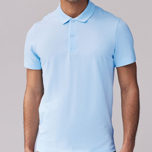 Polo de Algodón Azul Claro para Hombre, Manga Corta, Corte Regular, Color Sólido Informal, Tejido de Punto Transpirable - Product Image 4