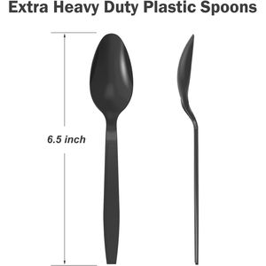 360 Cucchiai di Plastica Nera Monouso Senza BPA, Resistenti al Calore, Robusti e Durevoli, Qualità Premium in Confezione Convenienza - Product Image 1