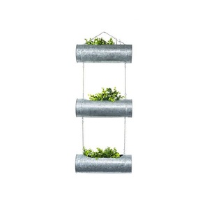 Ensemble de 3 jardinières suspendues en métal galvanisé avec chaînes, supports de plantes en fer pour fenêtre, pour jardin intérieur/extérieur et décoration intérieure - Product Image 3