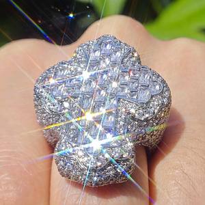 <b>Gold</b> Plated Cross Moissanite <b>Cocktail</b> <b>Ring</b> Pave Setting Luxury Party Jewelry Unisex - Product Image 5