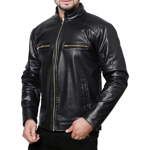 Chaqueta de Cuero PU Negra para Hombre, con Capucha, Cuello Redondo, Cierre de Cremallera, Manga Regular, Color Sólido, Transpirable, de Secado Rápido, Estilo Urbano - Product Image 2
