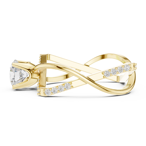 Anillo de Diamantes Solitario Geométrico Moderno Chapado en Oro Amarillo para Mujer, Joyería de Lujo para Compromiso y Boda - Product Image 4