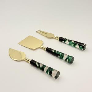 Juego de Cuchillos para Queso con Mango de Resina y Hoja de Acero Inoxidable con Acabado Dorado para Cocina, Mesa, Desayuno, Cuchillo para Mantequilla, Esparcidor de Queso - Product Image 6
