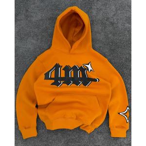 Sudadera con capucha OEM digital personalizable 444 de algodón oversize con cremallera, estilo boxy, con estampado puff, lavado ácido y parches, talla XS, con letras - Product Image 1