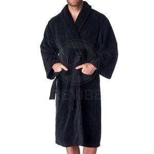 Peignoir en tissu éponge pour homme, élégant et confortable, 100% coton, respirant, manches longues, poches, qualité supérieure, vêtements de maison - Product Image 2