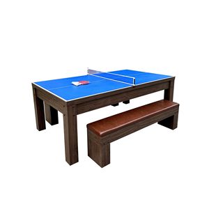 Tavolo Multifunzione 3-in-1 da 2,13 m: Tavolo da Pranzo, Biliardo e Ping Pong con Panche Integrate in un'Unica Unità Pratica - Product Image 3