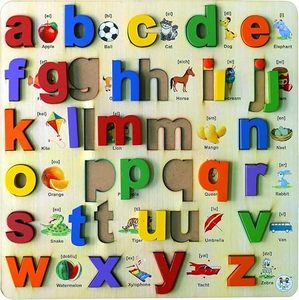 Puzzle en bois alphabet A à Z Little Mind pour enfants, lettres ABC colorées, jouet éducatif pour développer le vocabulaire et la motricité, dès 2 ans - Product Image 6