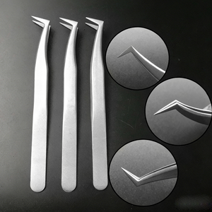 Pince à épiler RMI en acier inoxydable argent mat, lot de 4 embouts différents, pointe lisse, avec pince à épiler individuelle, pochette en cuir marron - Product Image 5