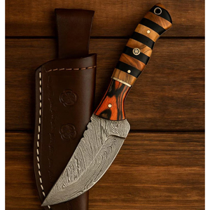 Cuchillo de Caza de Acero de Damasco con Funda de Cuero – Hecho a Mano - Product Image 4