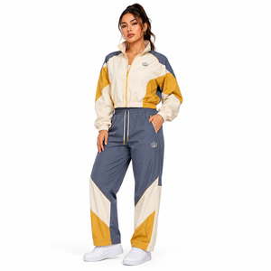 Conjunto de Chaqueta Cortavientos con Logotipo Personalizado, Chaqueta con Cierre y Logotipo en el Pecho, Pantalones Anchos, Ropa Deportiva OEM - Product Image 4