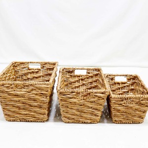 Top Selling Eco Friendly Water Hyacinth <b>Rectangular</b> <b>Storage</b> <b>Basket</b> Organizer Box with Built in Handles - Product Image 1