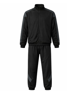 Ensemble de survêtement personnalisé pour homme, noir, avec empiècements contrastés, veste zippée intégrale et pantalon de jogging, fabricant sur mesure, vêtements de sport, tenue d'entraînement - Product Image 5