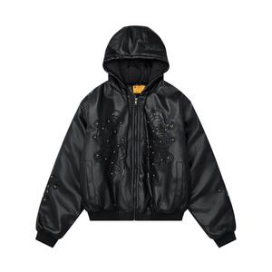 Veste coupe-vent décontractée haut de gamme style américain, coupe ample, à capuche, unie, avec fermeture éclair sur le devant, pour l'automne et l'hiver, style hip-hop - Product Image 3