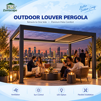 Pergola motorisée haut de gamme en aluminium à lames orientables, rétractable sur un côté, pour extérieur, avec contrôle solaire et option LED, idéale pour terrasse de villa