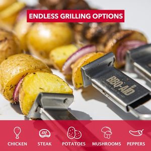 Spiedini Premium a Doppia Punta in Acciaio Inossidabile per Barbecue, Bastoncini a Sgancio Rapido per Kebab, Verdure e Altro - Product Image 3