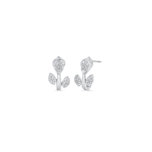 Pendientes de Aro con Diamantes Finos, Oro Blanco de 10K, Corte Brillante Redondo, Diamantes Cultivados en Laboratorio, Uso Diario, Estilo Clásico - Product Image 2