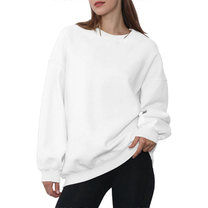 <b>Men</b> Oversized Crewneck Sweatshirt Cotton Fleece <b>Pullover</b> Casual Streetwear Loose Fit Plain Solid Sweatshirt - Product Image 3