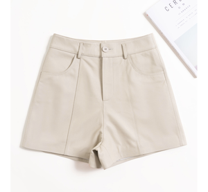 Shorts décontractés pour femme PIHA SPORTS en cuir véritable, taille mi-haute, coupe large, séchage rapide, imperméables, écologiques, avec fermeture boutonnée, pour adolescentes - Product Image 1