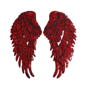 Fine <b>Rainbow</b> Feather <b>Wings</b> Sequin Dreamy Sew Iron on Patches Embroidered Badges for Clothes DIY Appliques Craft Decor - Product Image 1