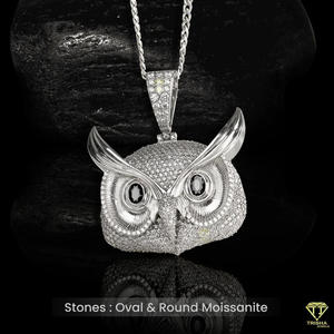 Luxury Bird Face Pendant In 925 Sterling Silver With VVS Moissanite Diamond Hip Hop Jewelry - Product Image 4