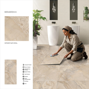 Carreaux de porcelaine vitrifiée brillants Travertino Ivory 60x60cm, aspect pierre travertin, résistants aux acides, revêtement de sol commercial haut de gamme - Product Image 6