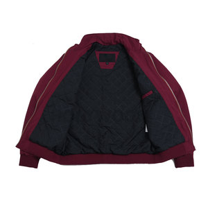 Men's Maroon Bomber <b>Jacket</b> Stand Collar Zipper Closure Casual Polyester <b>Fleece</b> <b>Lined</b> Autumn Wear - Product Image 6