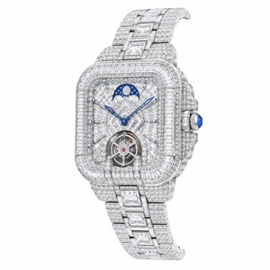 Luxury Women's <b>Diamond</b> <b>Watch</b> Rectangle Stainless Steel Case Moon Phase Mechanical Analog Dial - Product Image 4