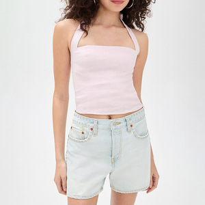 เสื้อกั๊กถักไหมพรมครอปคอ halter สำหรับผู้หญิง สไตล์สตรีทแฟชั่น ใส่สบาย สีพื้น เรียบหรู เซ็กซี่  สำหรับฤดูร้อน - Product Image 4