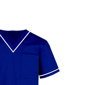 Blusa Médica Azul Marino para Hombre, Cuello en V, Manga Corta, con Ribete, Uniforme de Enfermero de Hospital - Product Image 4