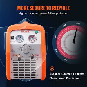 1 HP <b>Portable</b> <b>AC</b> Recovery Machine Dual Cylinder High Pressure Protection 120V 60Hz Dual Cylinder Refrigerant Recovery 120V 60Hz - Product Image 5
