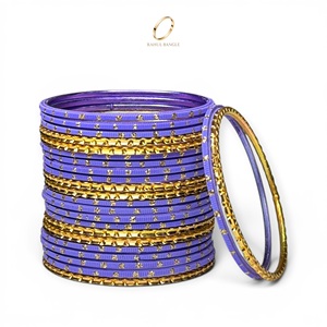 Nuevo Diseño Moderno, Brazaletes de Acero Inoxidable con Cristales Chapados en Oro Morado para Niñas, Conjunto de Joyería India para Fiestas y Bodas - Product Image 3