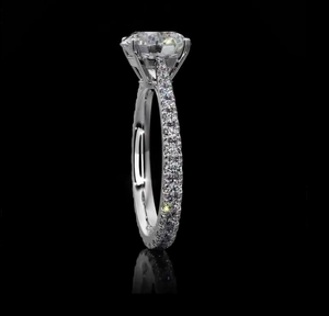 Bague solitaire unisexe en or blanc 14 carats avec 101 diamants latéraux cultivés en laboratoire, certifiée IGI, style classique, pour mariage, anniversaire, fiançailles - Product Image 3